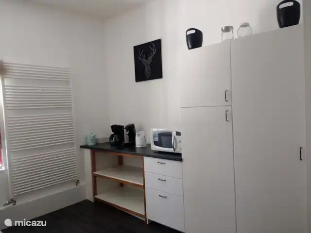 Location de Vacances Allemagne, Sauerland, Siedlinghausen - Winterberg, appartement - Jagdschloss Siedlinghausen 1 La cuisine est équipée d'un réfrigérateur avec congélateur, micro-onde, cafetière, bouilloire, Senseo.