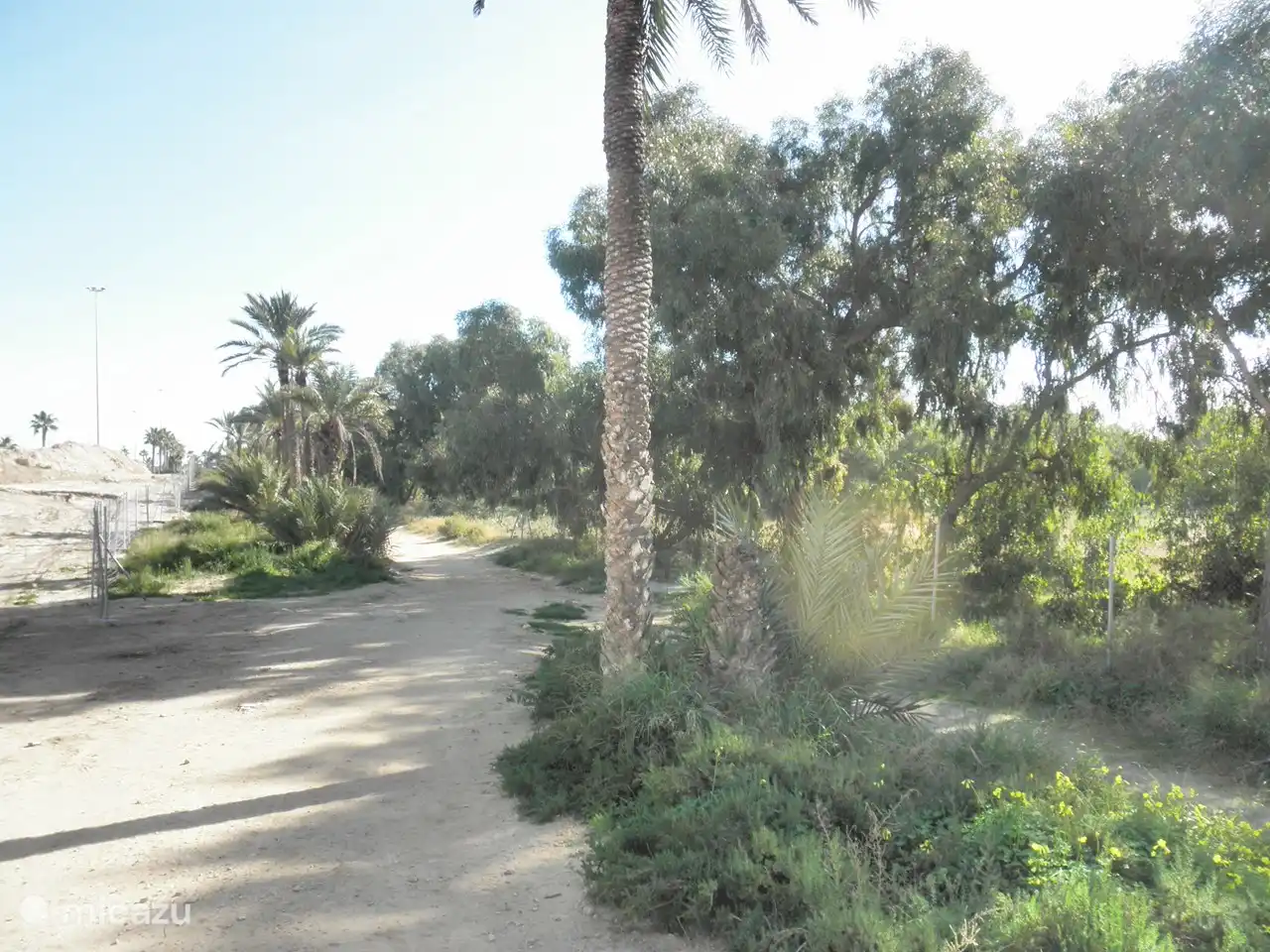 Camine recto por el camino de arena.