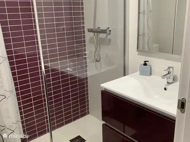Location de Vacances Espagne, Costa Blanca, Orihuela Costa, appartement - Casa Bosque Douche violette séparée + lavabo et 2ème toilette