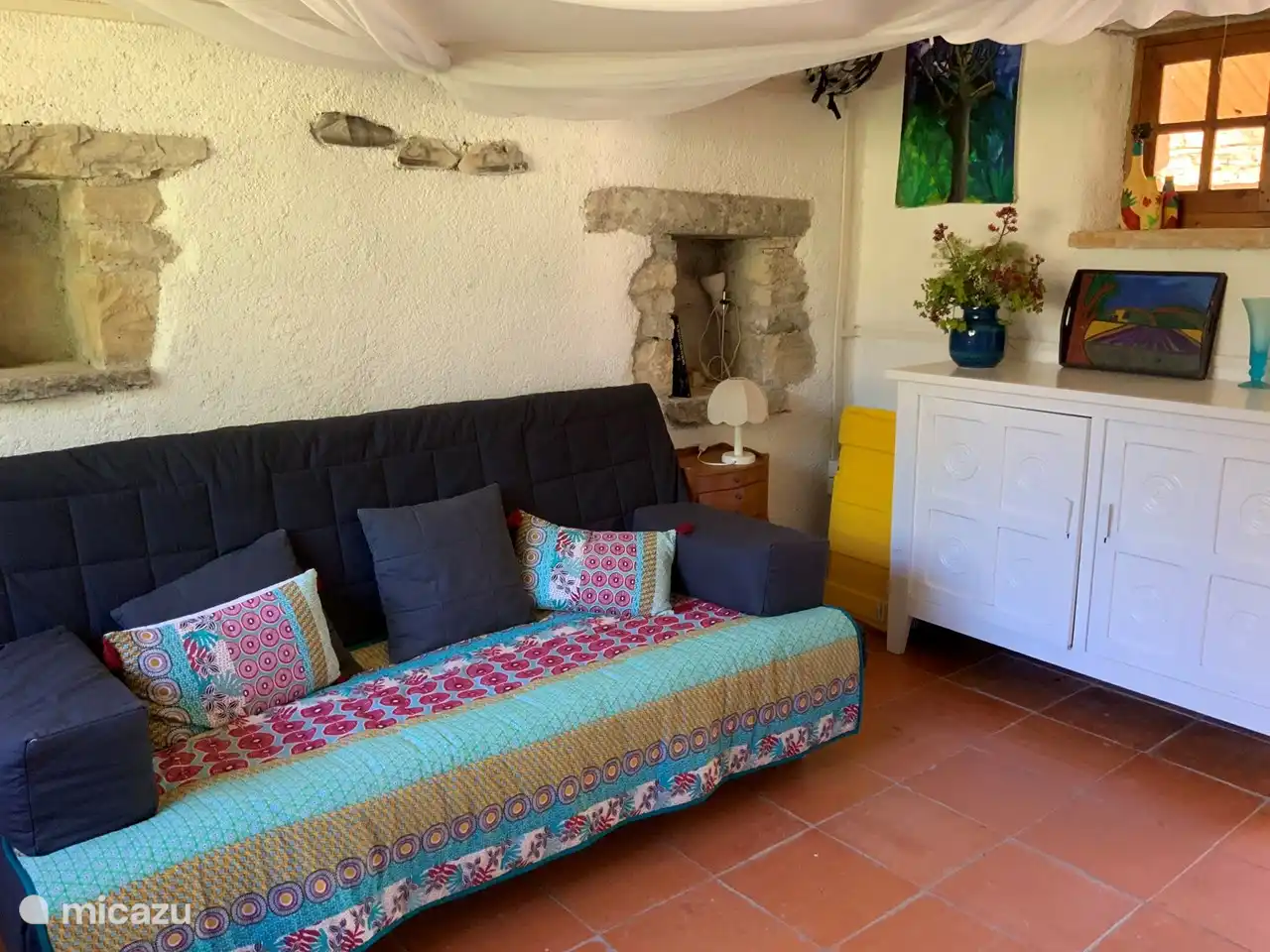 living room with folding bed