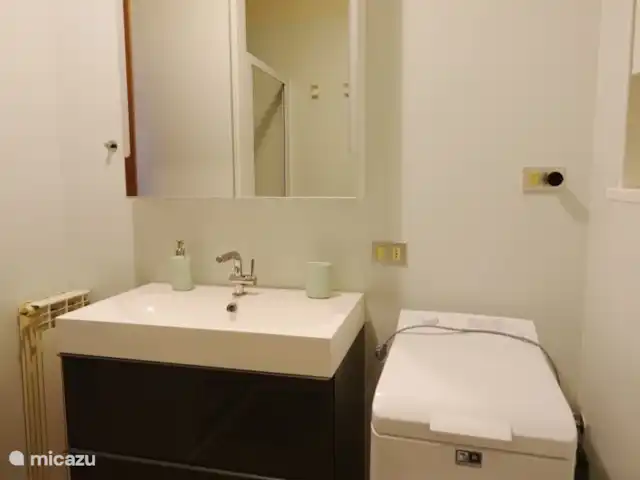 Maison Ivo | Italie, Lad Majeur, Luino - appartement Nouvelle salle de bain avec douche, WC, bidet, lavabo avec meuble, machine à laver