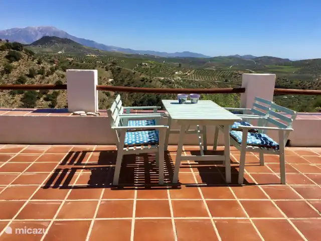 casa la chaparra en España, Andalucía, Riogordo - casa vacacional Desayuno en el sol de la mañana, mmm