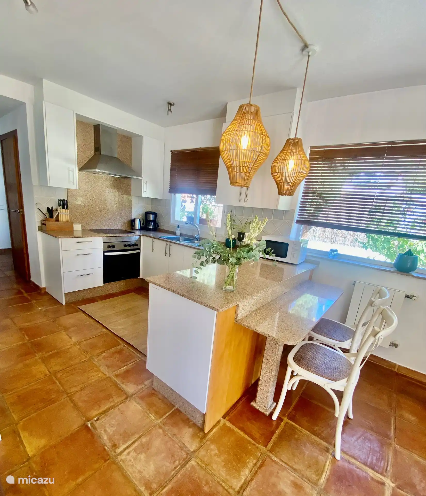 Cuisine vivante avec accès au jardin