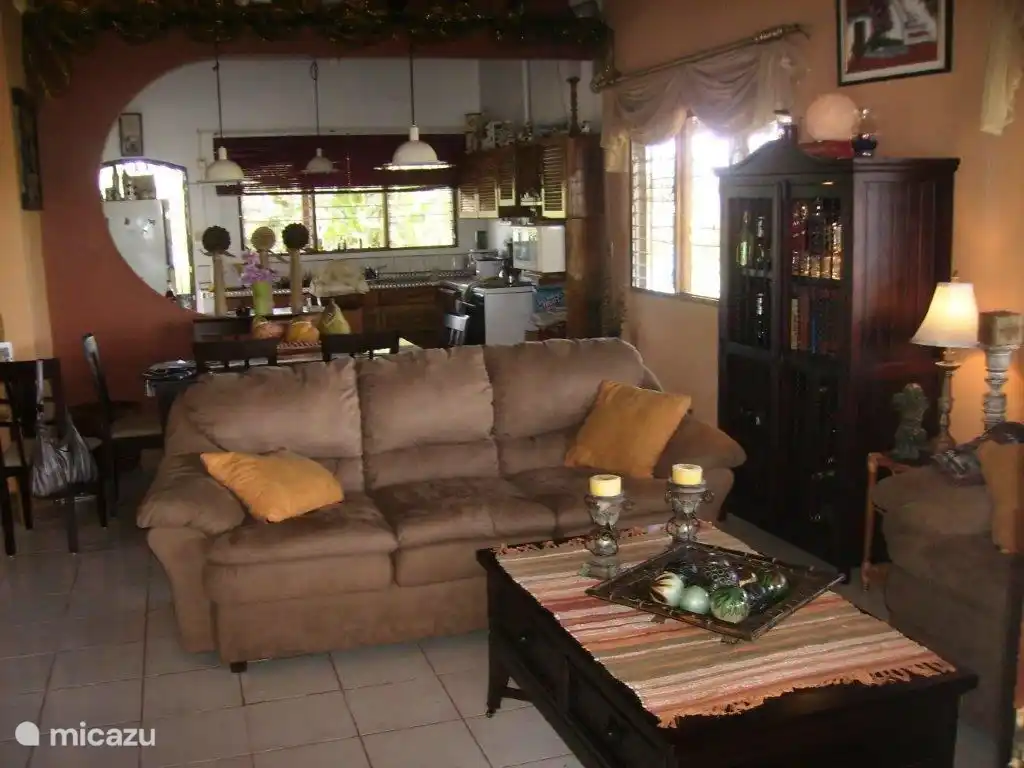 Das Wohnzimmer mit offener Küche.