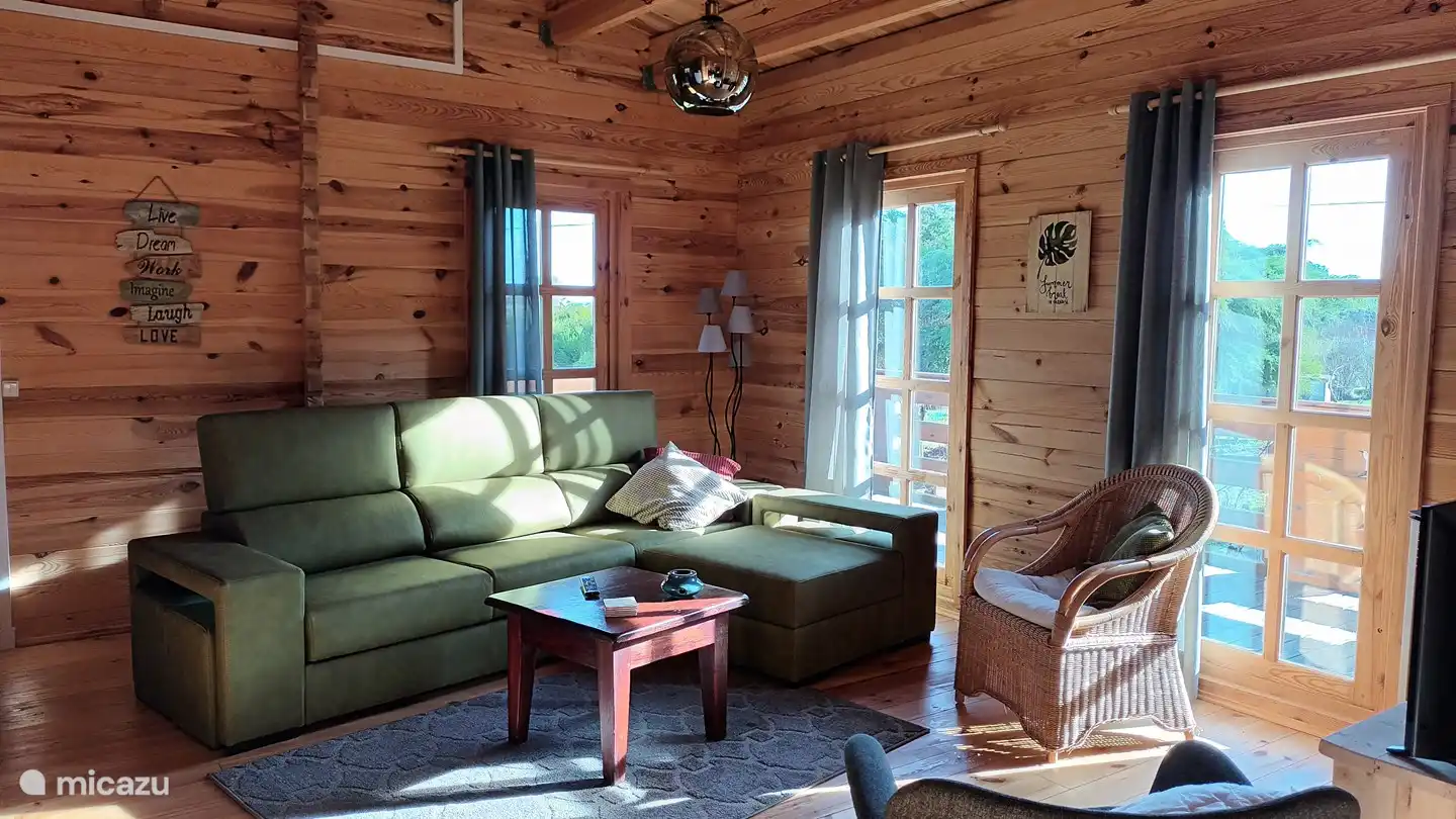 Spacious living room with smart TV