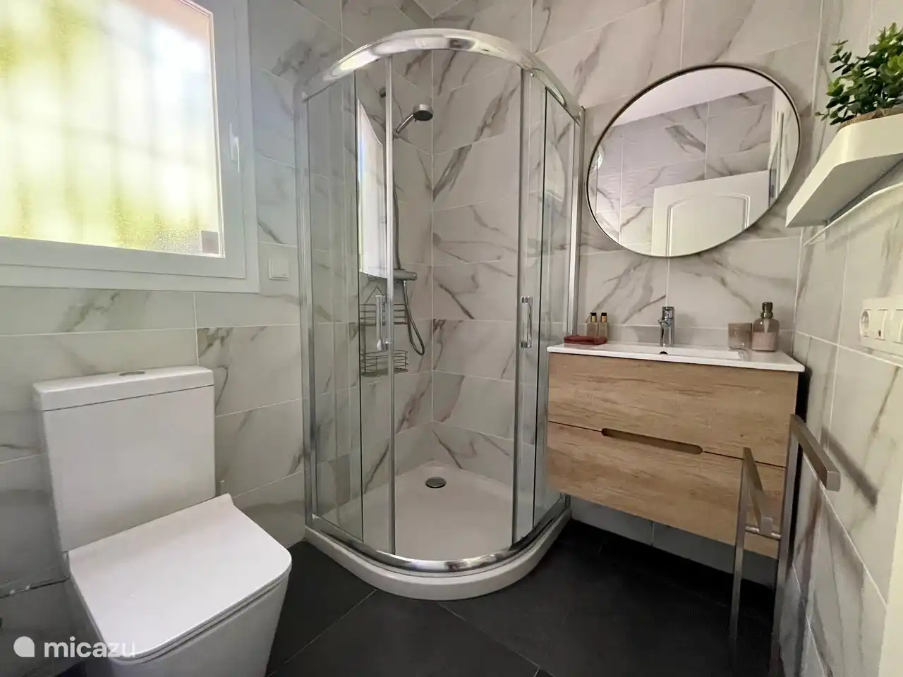 Badkamer 2 met douchecabine en toilet 