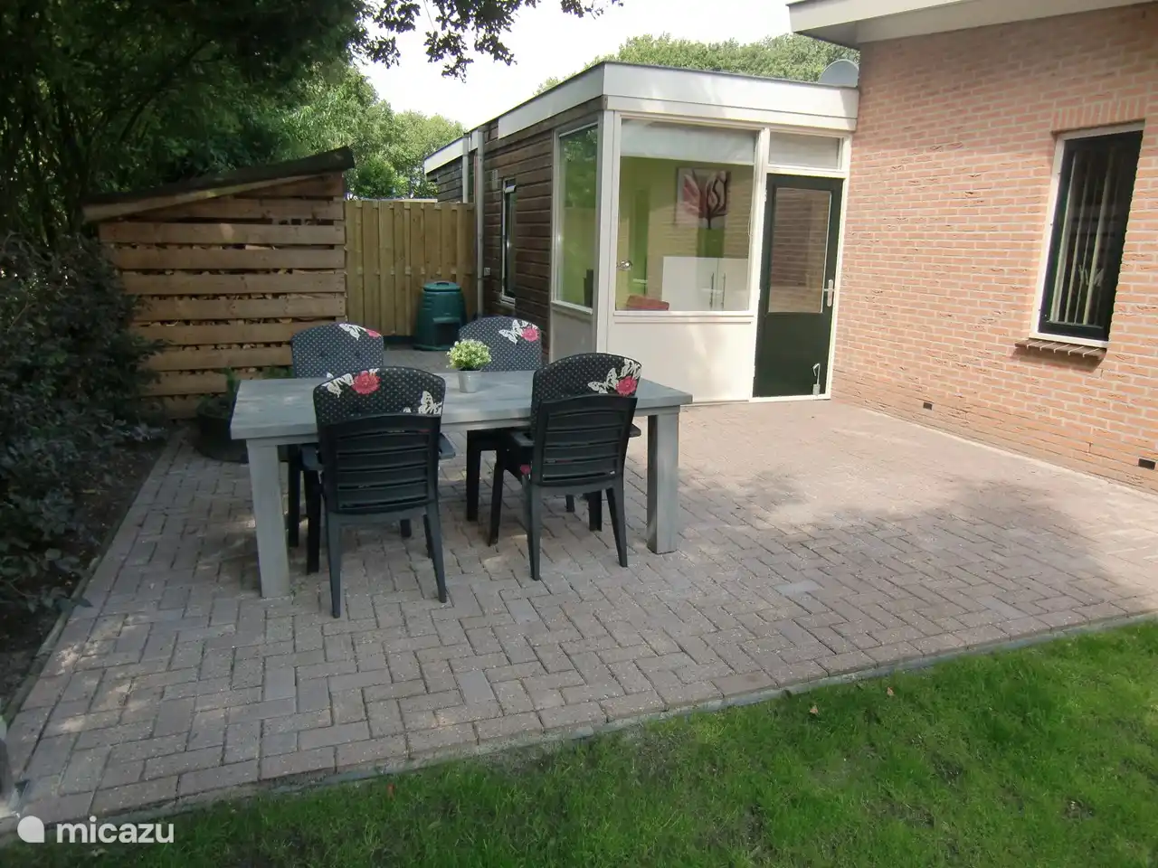 The terrace under the trees. Delicious when it is very hot.