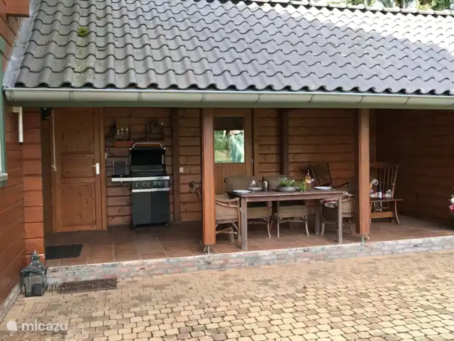 De Olde Regge | Pays-Bas, Overijssel, Ommen - maison de vacances Porche couvert avec barbecue.