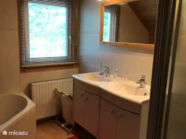 De Olde Regge | Pays-Bas, Overijssel, Ommen - maison de vacances Salle de bain avec douche, baignoire et double vasque