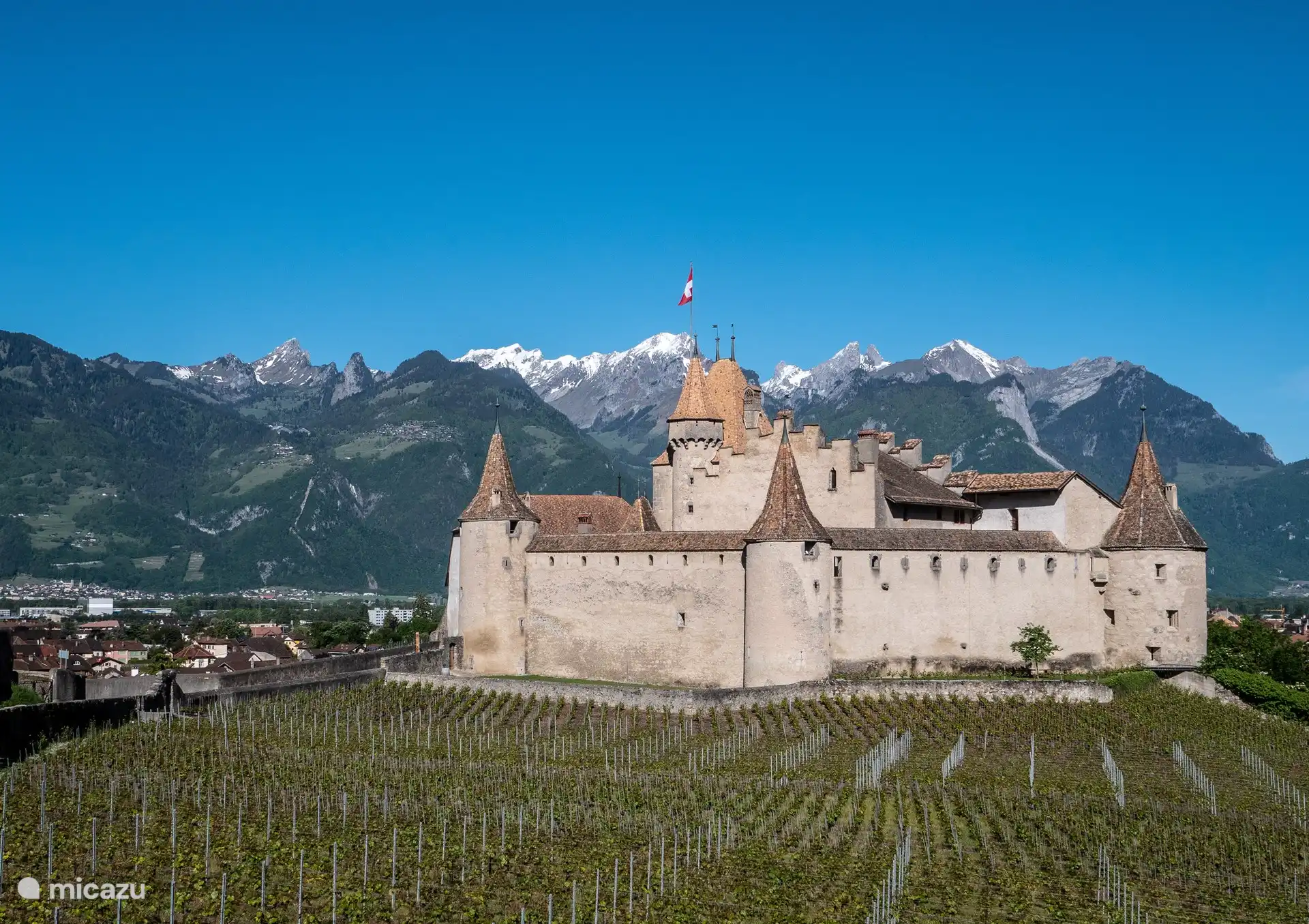 Kasteel in Aigle (met op de achtergrond Torgon)