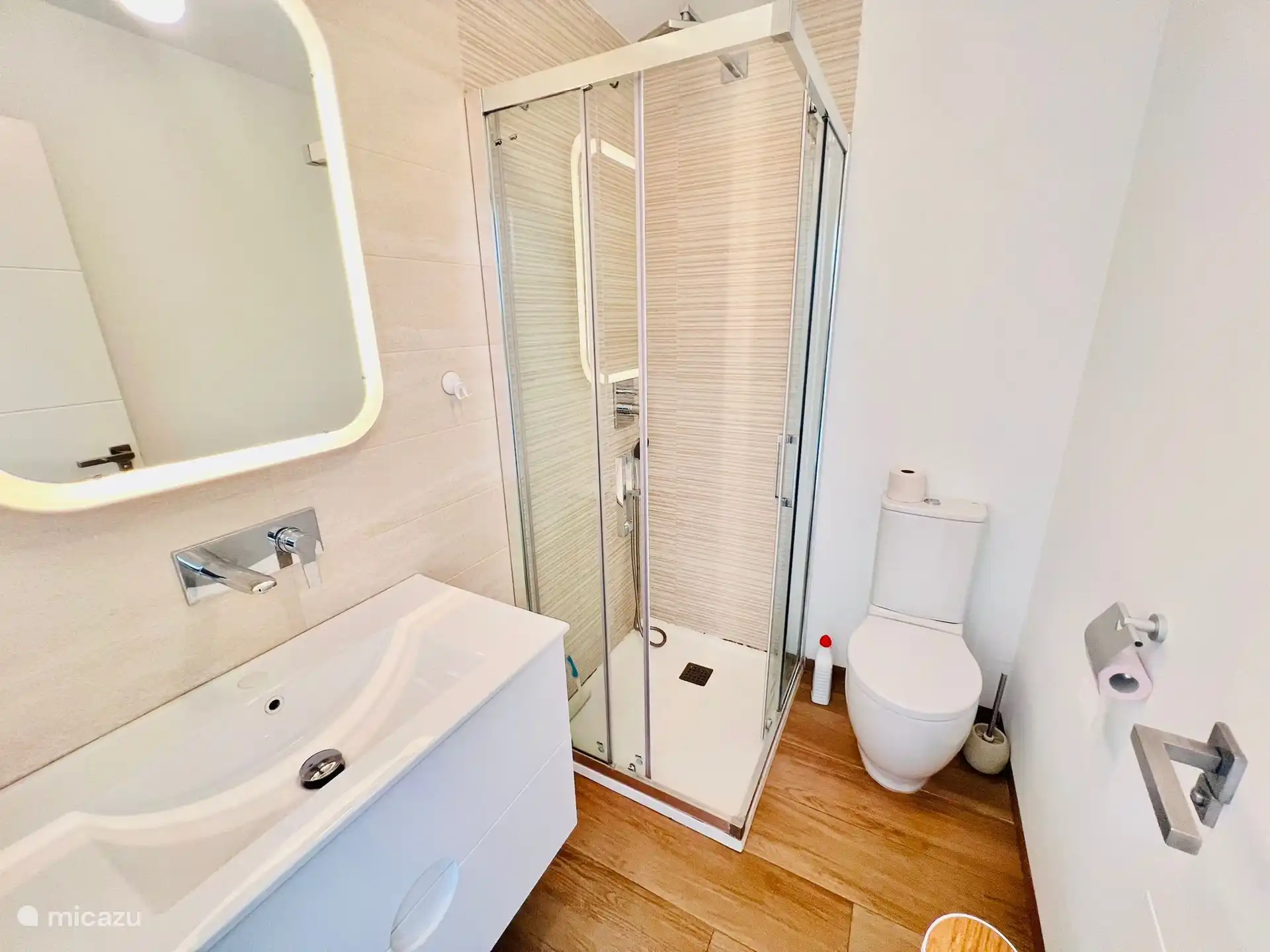 Salle de bain 1 douche, WC et lavabo et tiroir pour espace de rangement, cheveux fhone disponible.