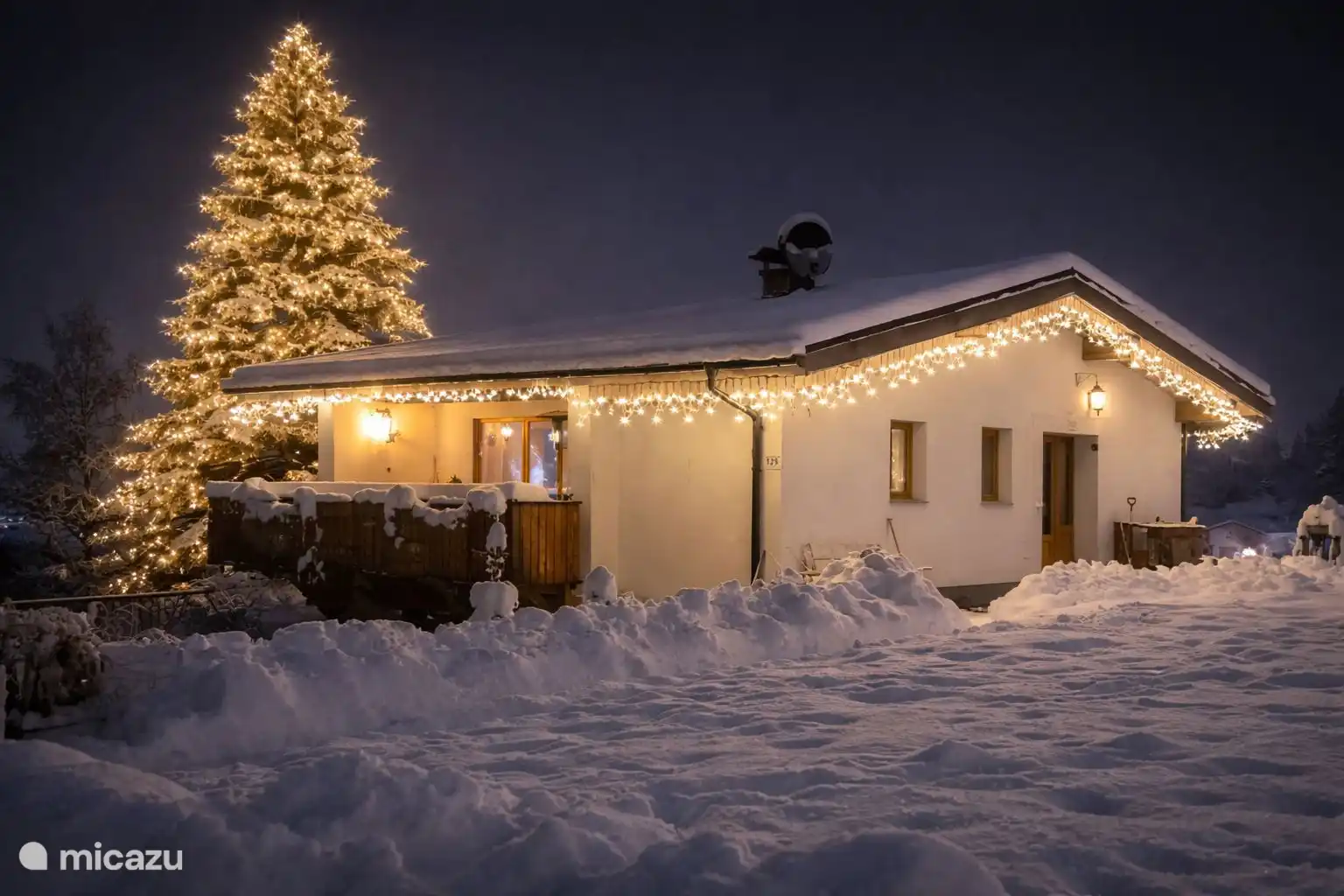 Ambiente invernal con iluminación