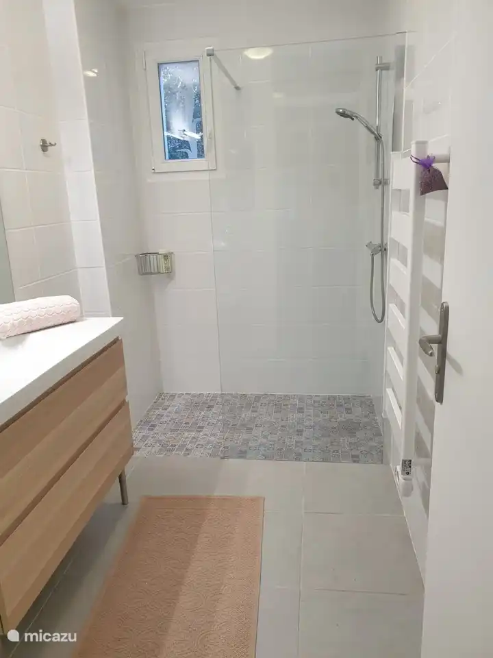 Spacious bathroom downstairs.