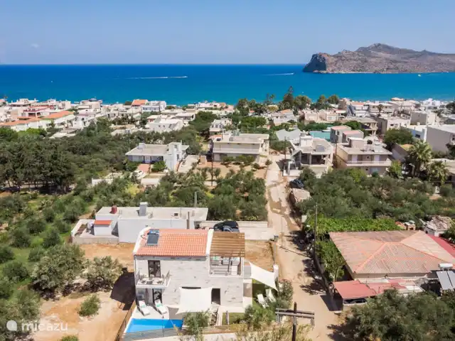 Villa Rebecca | Grèce, Crète, Agia Marina - villa Villa Rebecca vue d'en haut, la plage et la belle mer se trouvent à 5 minutes à pied.