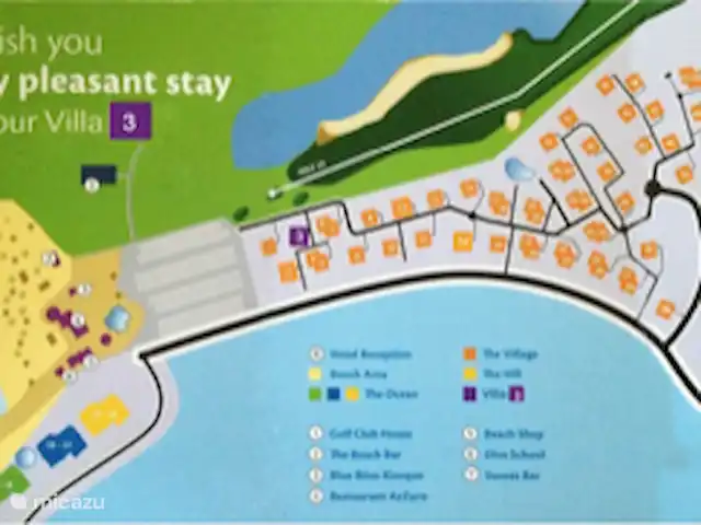 Location de Vacances Curaçao, Curaçao-Centre, Blue Bay, villa - Villa BlueBay à 50m de la plage des palmiers Emplacement spécial villa 3 avec vue sur le golf Indiqué en violet
