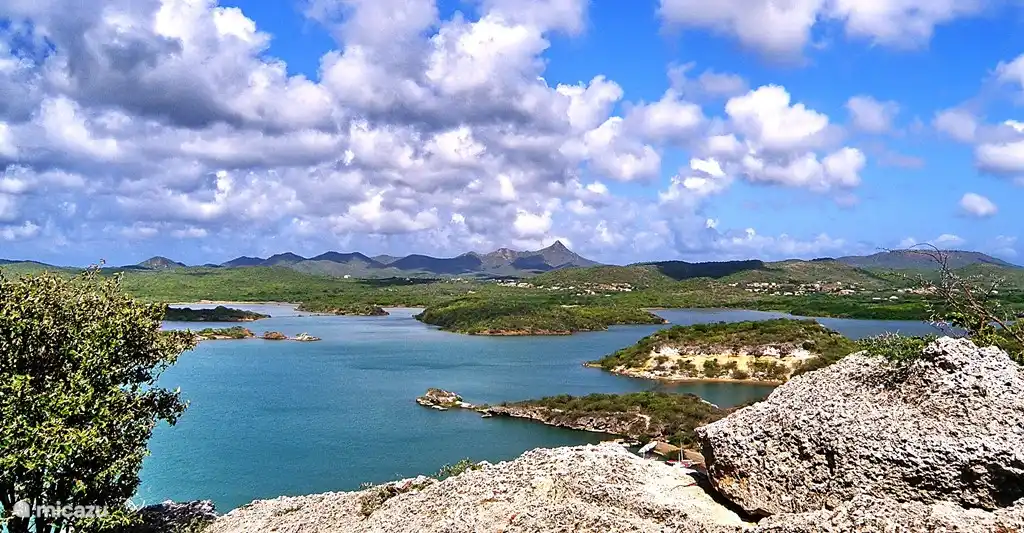 Beautiful view of Santa Martha Bay Curacao and Christoffel National Park.