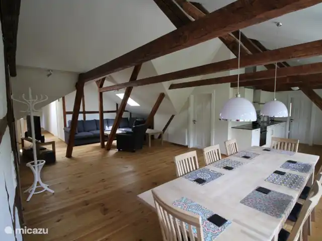 Felsenkeller Bielatal Berthablick | Allemagne, Saxe, Rosenthal-Bielatal - appartement La salle à manger et le premier coin salon