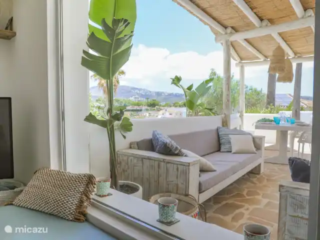 Villa Amigi en España, Costa Blanca, Moraira - villa Vista a la montaña desde la sala de estar.