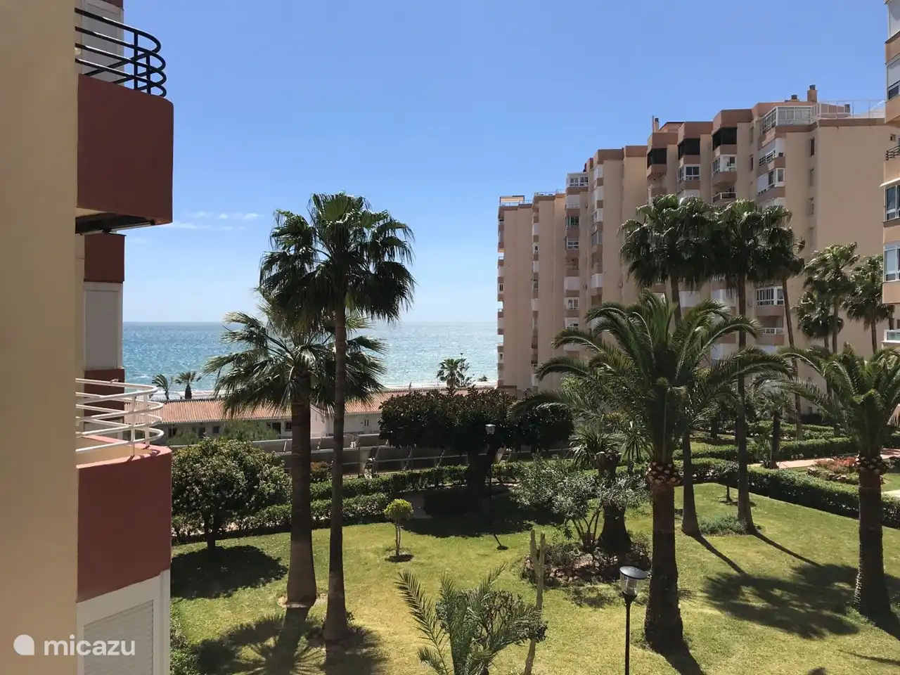 Schöner und gepflegter Garten. Blick von der Terrasse.