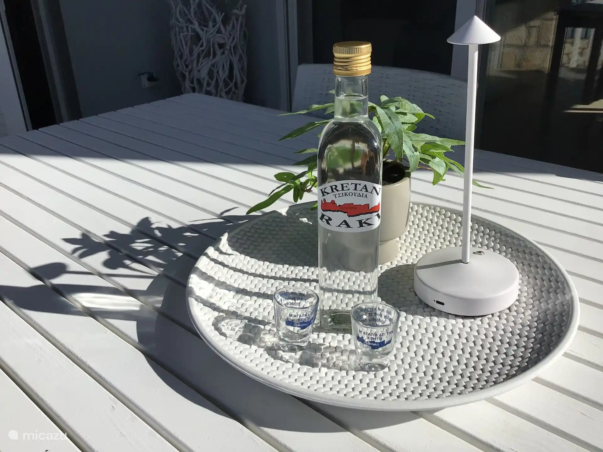 Terrace of villa Yavoni, time for a raki.