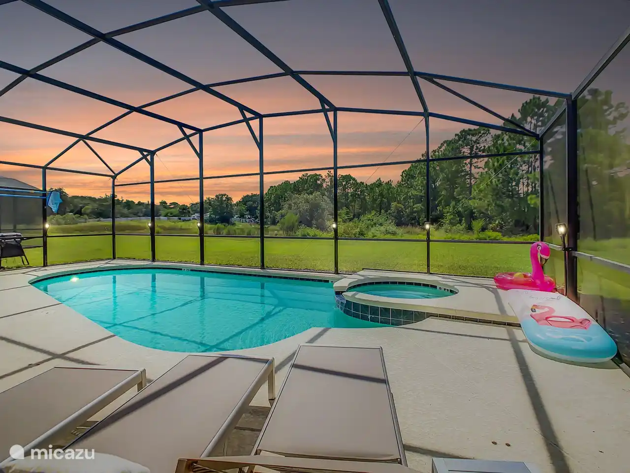 piscine et jacuzzi avec écran
