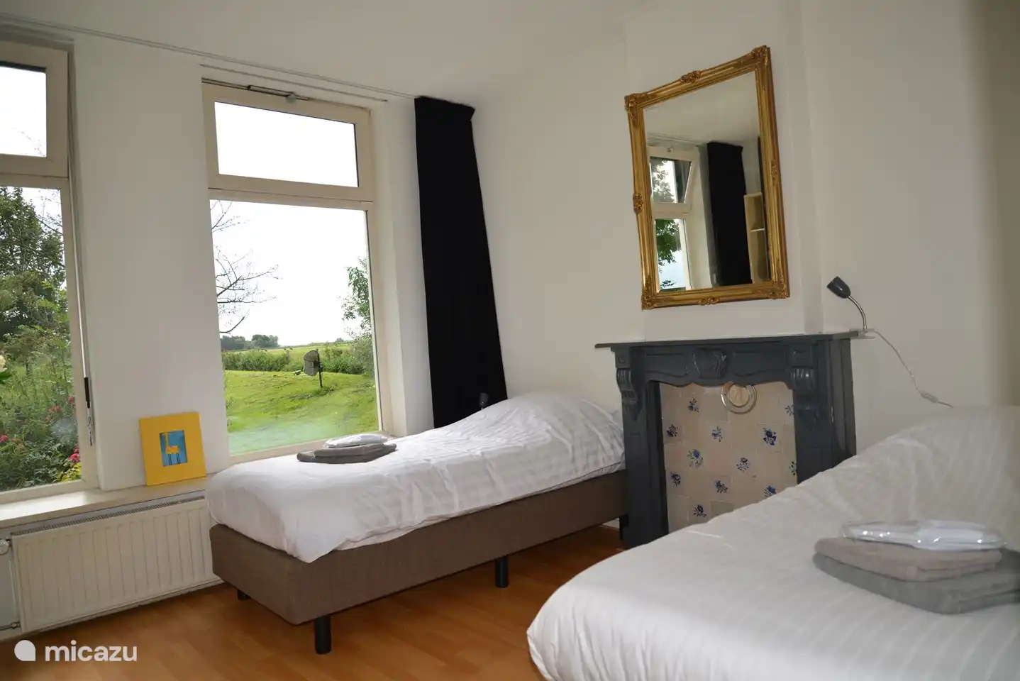 Bedroom 2, view of the swimming pond, ground floor