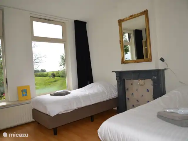 Vue dégagée | Pays-Bas, Frise, Warten - maison de vacances Chambre 2, vue sur l'étang de baignade, rez-de-chaussée