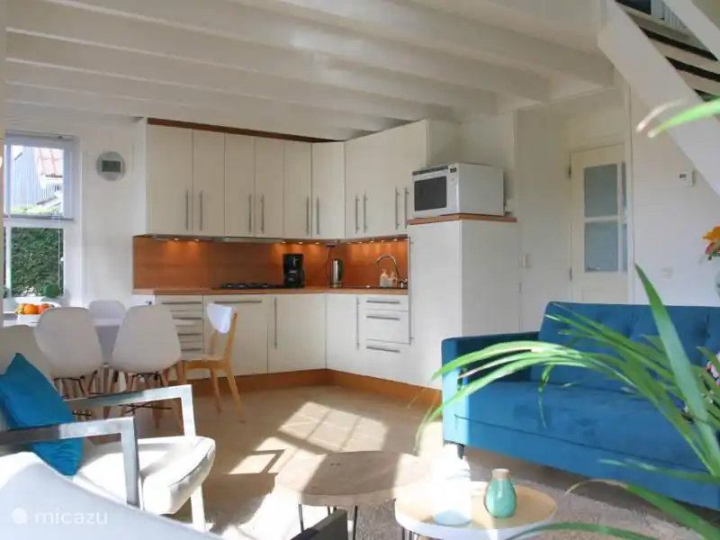 Offene Küche mit Geschirrspüler und Backofen / Mikrowelle