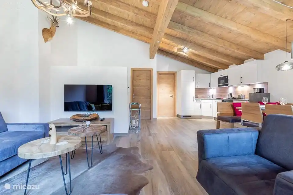 Ruime woonkamer op de 1e verdieping / Alpine style