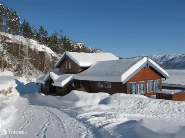 Location de Vacances Norvège, Telemark, Treungen, cabane en bois / lodge - Nisserzicht Notre maison sous la neige