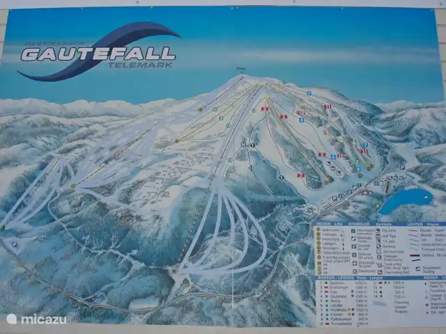 Location de Vacances Norvège, Telemark, Treungen, cabane en bois / lodge - Nisserzicht Plan des pistes de ski de Gautefall