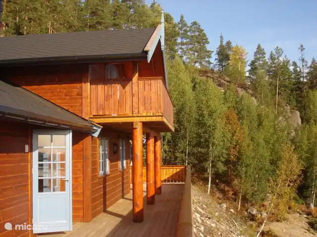 Location de Vacances Norvège, Telemark, Treungen, cabane en bois / lodge - Nisserzicht Terrasse avec portes-fenêtres