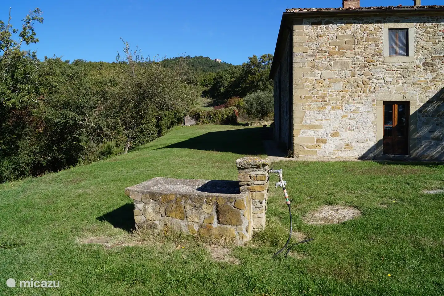 View to the north from the side of the house with Montauto Castle in the distance