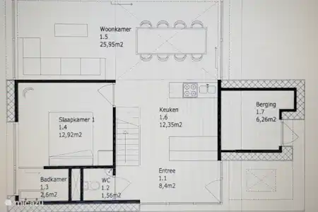 Vakantiehuis Nederland, Drenthe, Hoogeveen villa White Swan de beneden verdieping