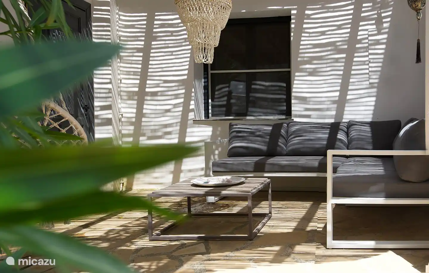 Lounge seating area covered