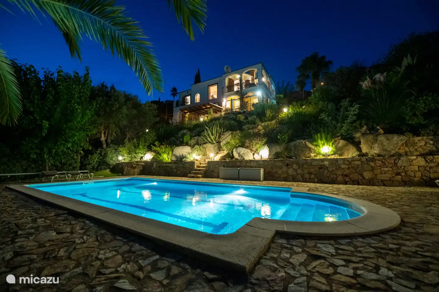 Villa La Haya in the evening, attractively lit