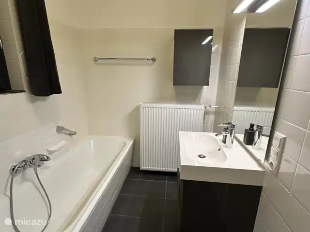 Ático Holgenbach Nat. Parque Eifel en Alemania, Eifel, Schleiden - apartamento Cuarto de baño con lavabo, bañera y ducha