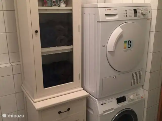 De Marke en Alemania, Baja Sajonia, Uelsen - cabaña de madera Lavadora y secadora
