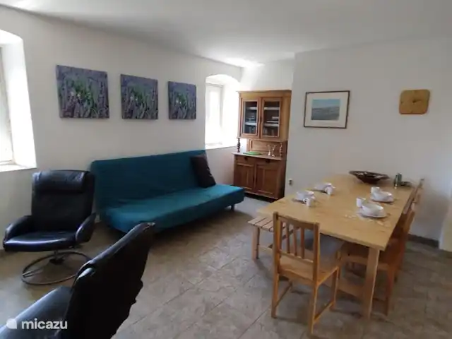 Fianona huren in Kroatië, Istrië, Labin - vakantiehuis Woonkamer met slaapbank