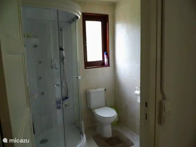 La Collin | France, Allier, Château-sur-Allier - maison de vacances salle d'eau avec cabine de douche et WC et lavabo intégré.