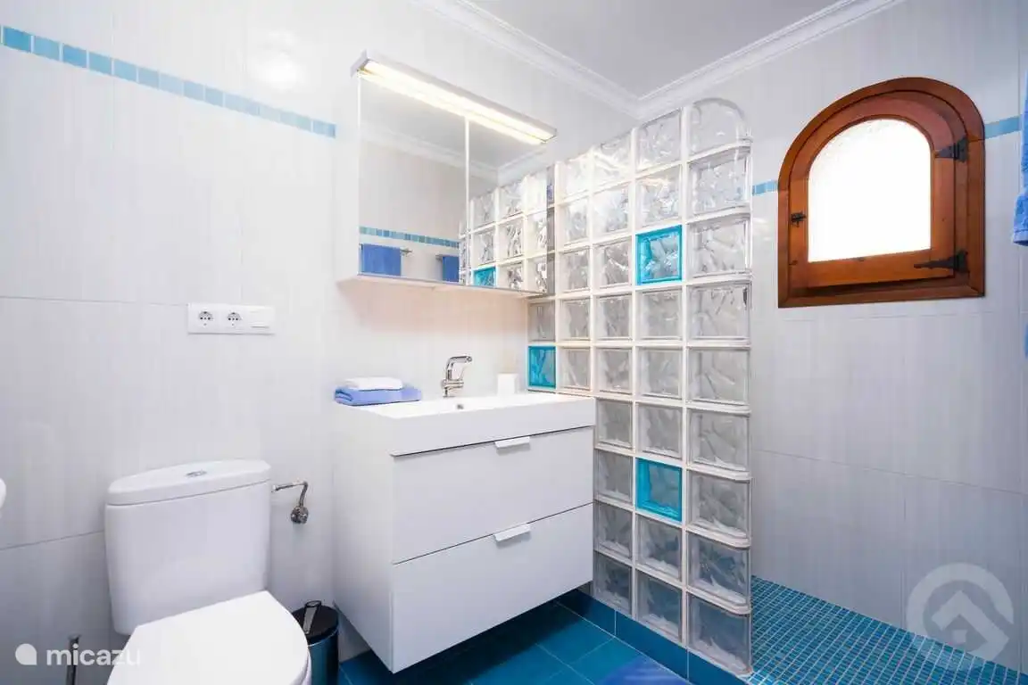 Salle de bain avec lavabo, douche et WC