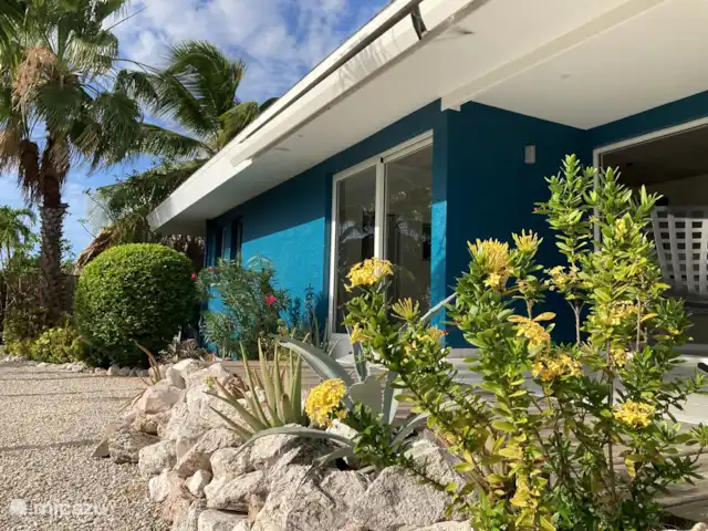 Casa Blou vue mer | Curaçao, Banda Ariba (est), Mambo Beach - maison de vacances Terrasse avec vue sur le jardin et la palapa