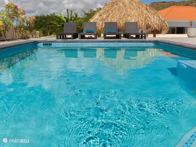 Bunita Blenchi huren in Curaçao, Banda Abou (west), Fontein - villa Prive zwembad van 6,5 x 4,5 meter waar u zich lekker kan verkoelen. Op de 6 ligbedden kan u lekker relaxen en zonnen