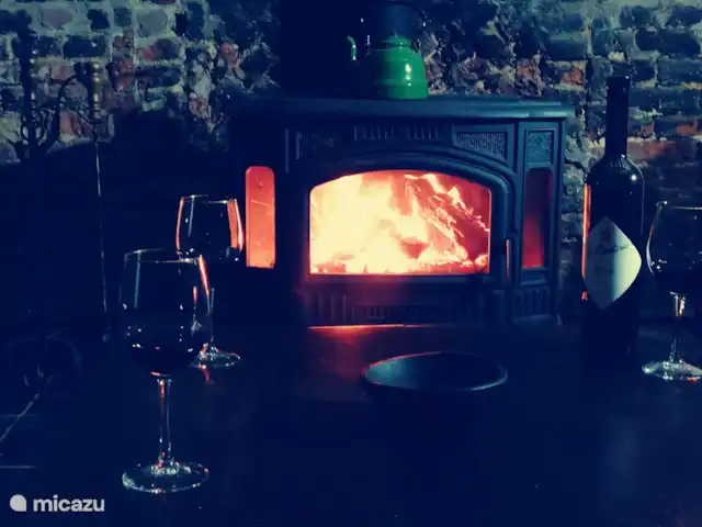 Hof Caerdebeeck - Le jardin des cerisiers | Pays-Bas, Limbourg, Escalade - maison de vacances ... ou réchauffez-vous en bas près du poêle à bois. Avec un livre ou un verre de vin...