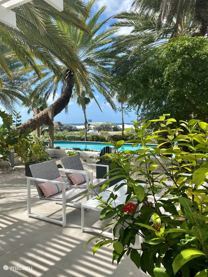 view of the sea and the pool