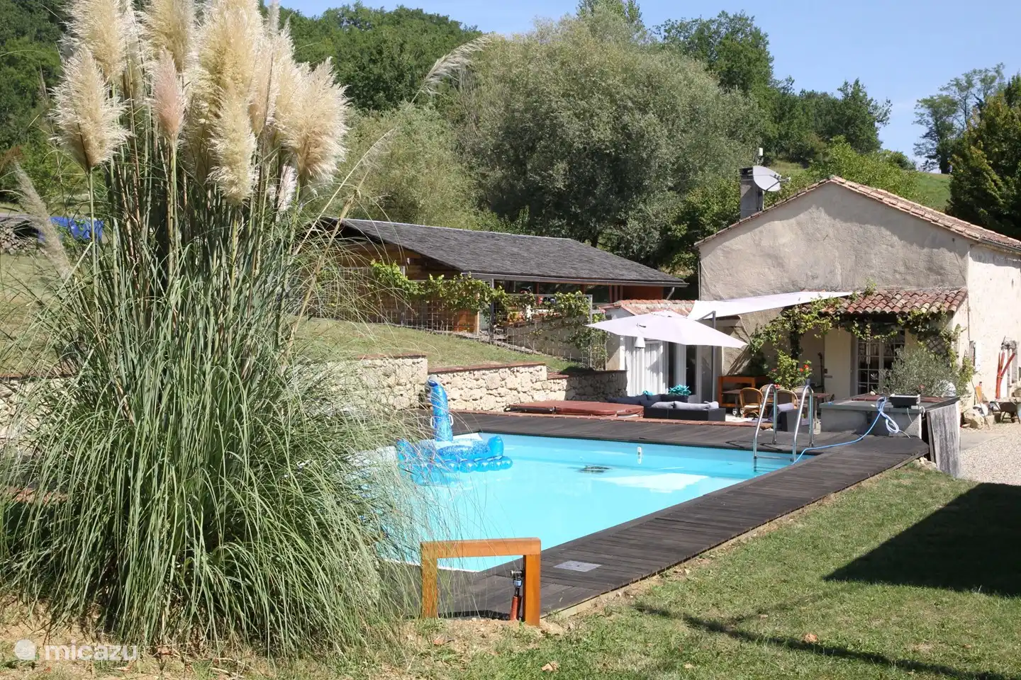 Overview of the swimming pool and house