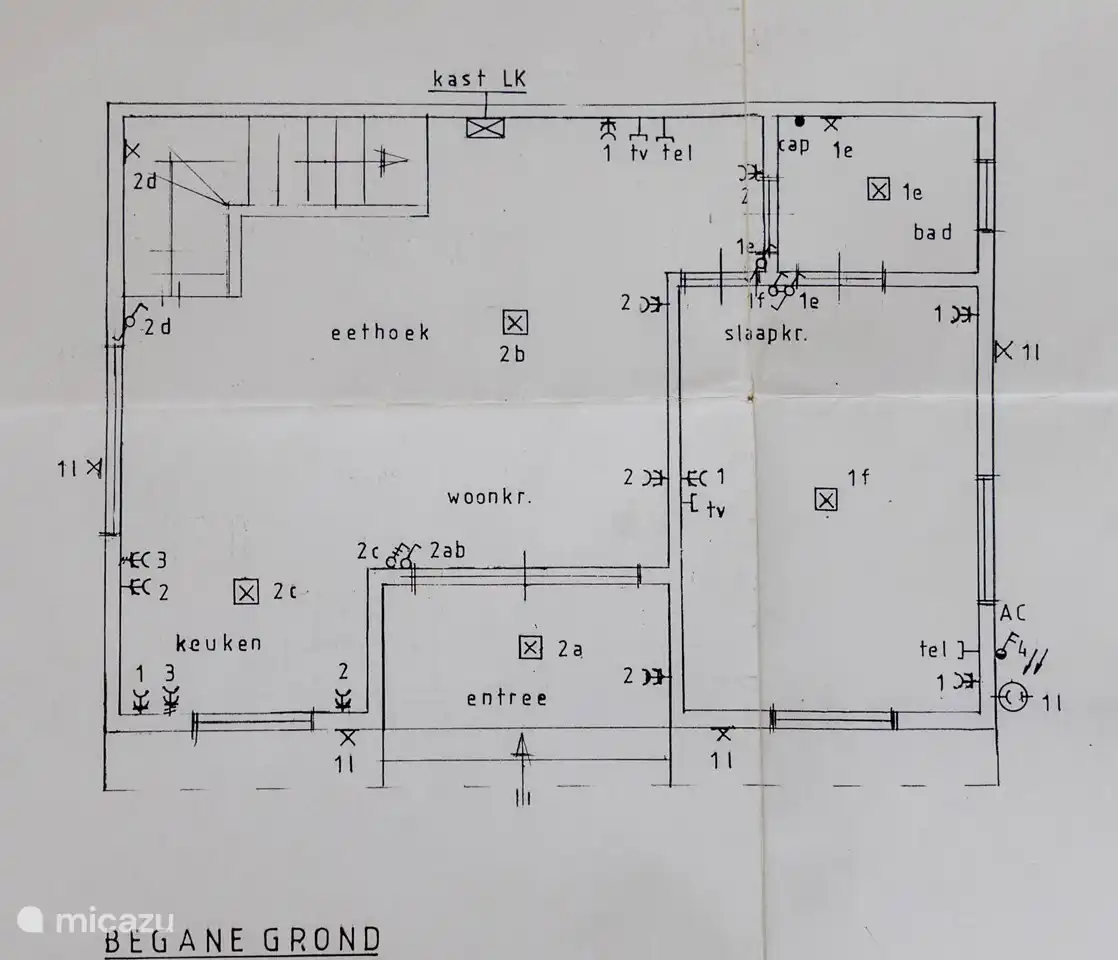 Grundriss der Villa; untere Etage