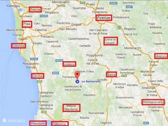 Landhuis in Toscane max. 31 personen huren in Italië, Toscane, Montecastelli Pisano - landhuis / kasteel Geografische ligging