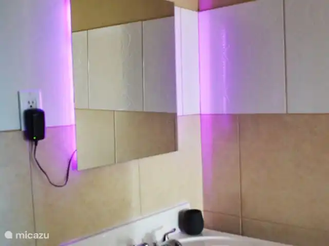 Groupe Jardin G, Milon di Seru | Curaçao, Curaçao-Centre, Santa Rosa-Scherpenheuvel - appartement la salle de bain a une belle lumière led au néon