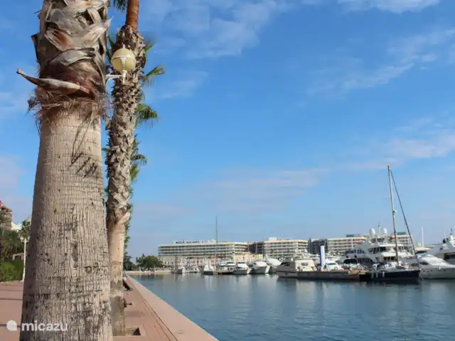 villa huren in Spanje, Costa Blanca, San Fulgencio La Marina – Casa Yepaza * 25 min van Alicante* Uitstapje naar Alicante, waar het zowel overdag als in de avond heel gezellig vertoeven is. Hier de jachthaven van Alicante.